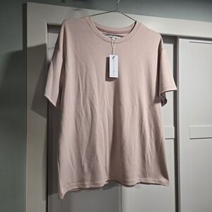 Baltic Born Elliot Relaxed Short Sleeve Tee Blush Pink Ribbed Women's XL